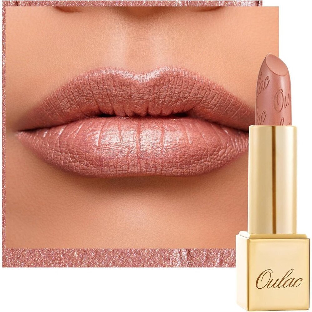 🆕 Metallic Shine Nude Lipstick Moisturizing Creamy Formula Vegan Full-Coverage